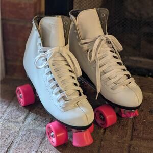 Riedell RW Wave Quad Indoor/Outdoor Roller Skates Womens Size 10, White & Pink